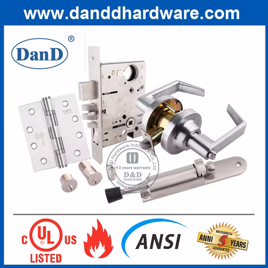 UL Listed ANSI Grade 2 Door Hardware Accessories Interior Door Lever Handle Lock Fire Rated Amercian Style Tubular Lockset