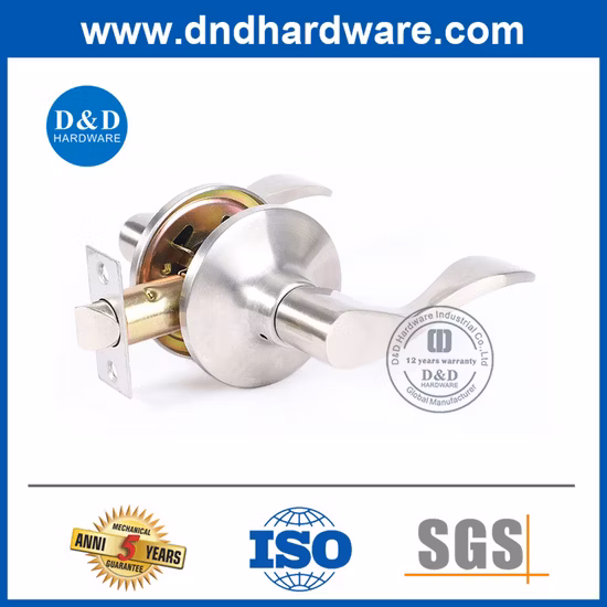 Classic Design of Door Lever with Straight Handle in Satin Nickel