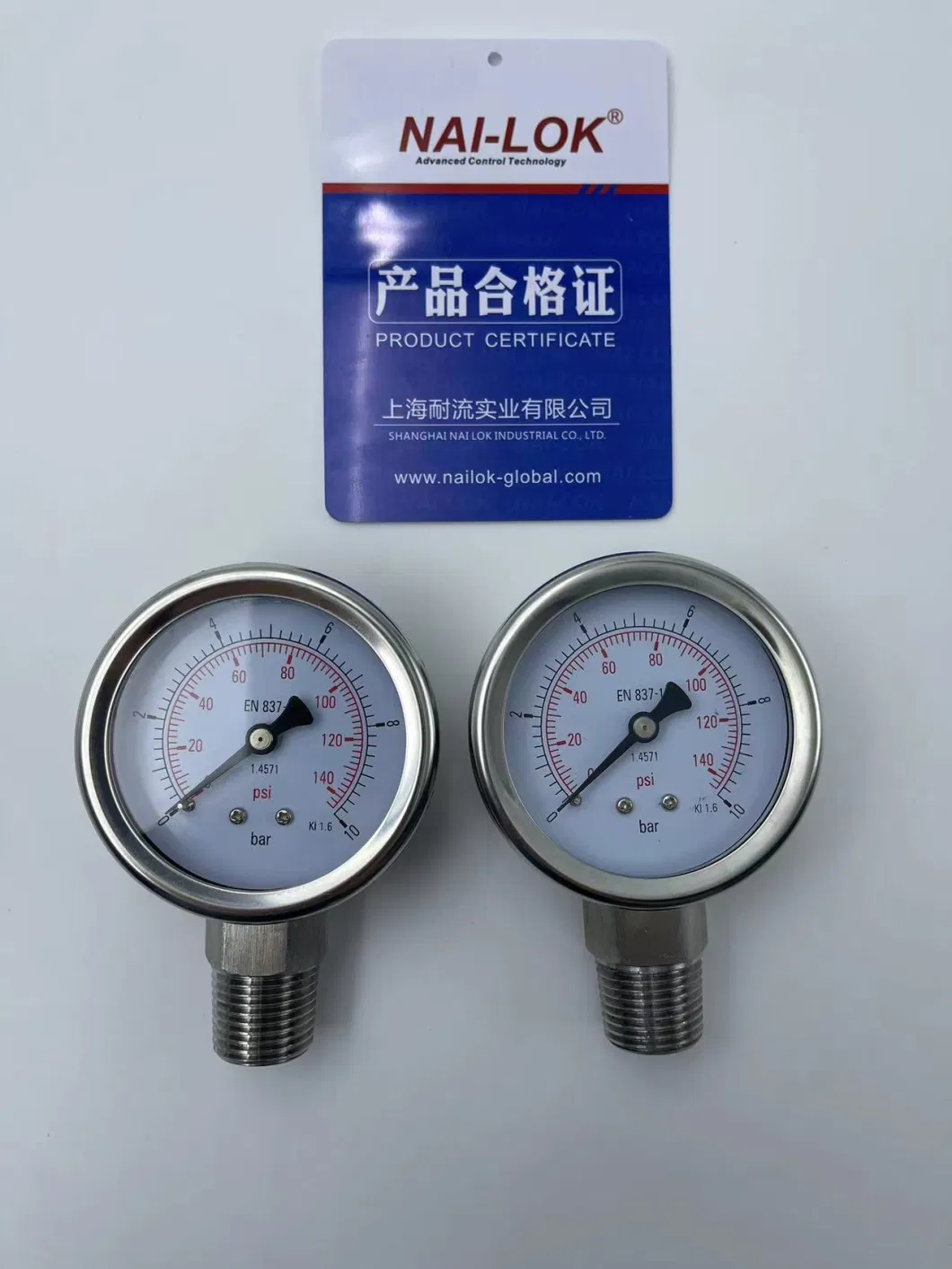 Nailok 6000 Psi Air Pressure Gauge for Gaseous and Liquid Media