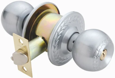 Cylindrical Ball Knob Key Entry Door Lock Entrance Lockset Satin Chrome