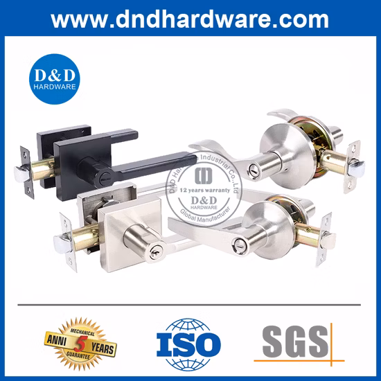 Classic Design of Door Lever with Straight Handle in Satin Nickel