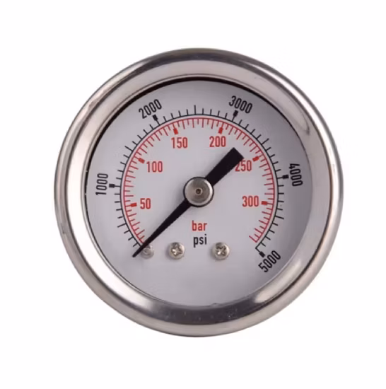 Hongqi Shockproof Stainless Steel Dual Scale Liquid Filled / Filled Oil Pressure Gauge